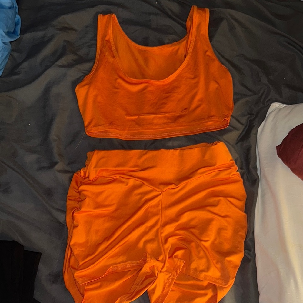 Vibrant Orange Tank and Shorts Set